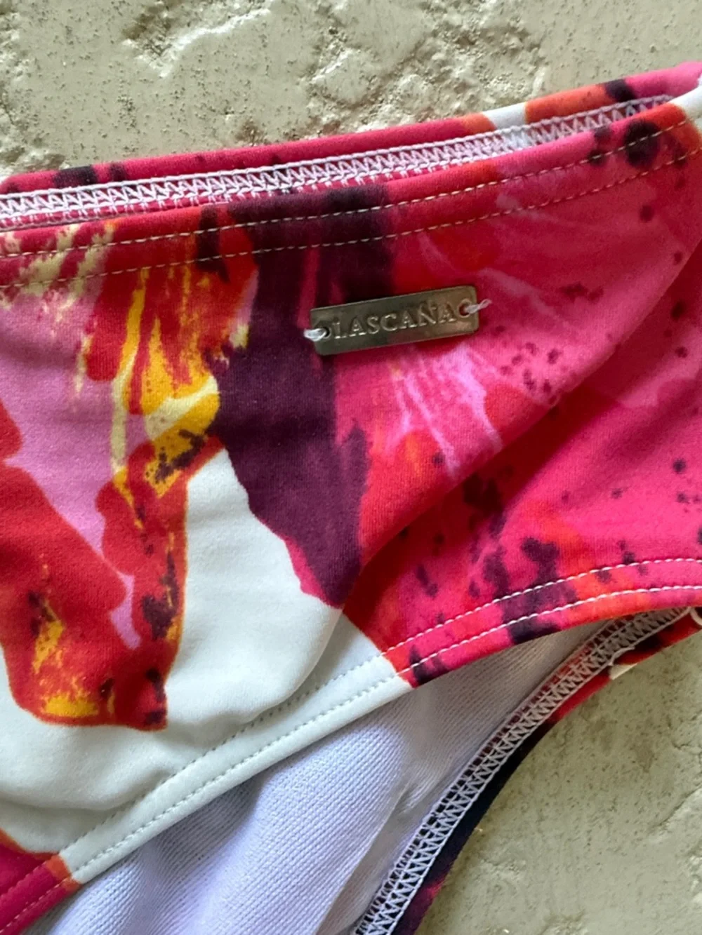 Women’s Floral Print Bikini Bottoms in Fuchsia and White - Picture 2 of 3